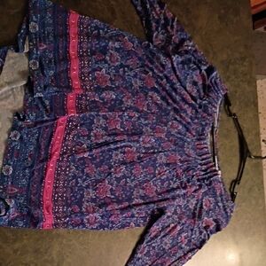 Floral Blue and Pink Women's Top